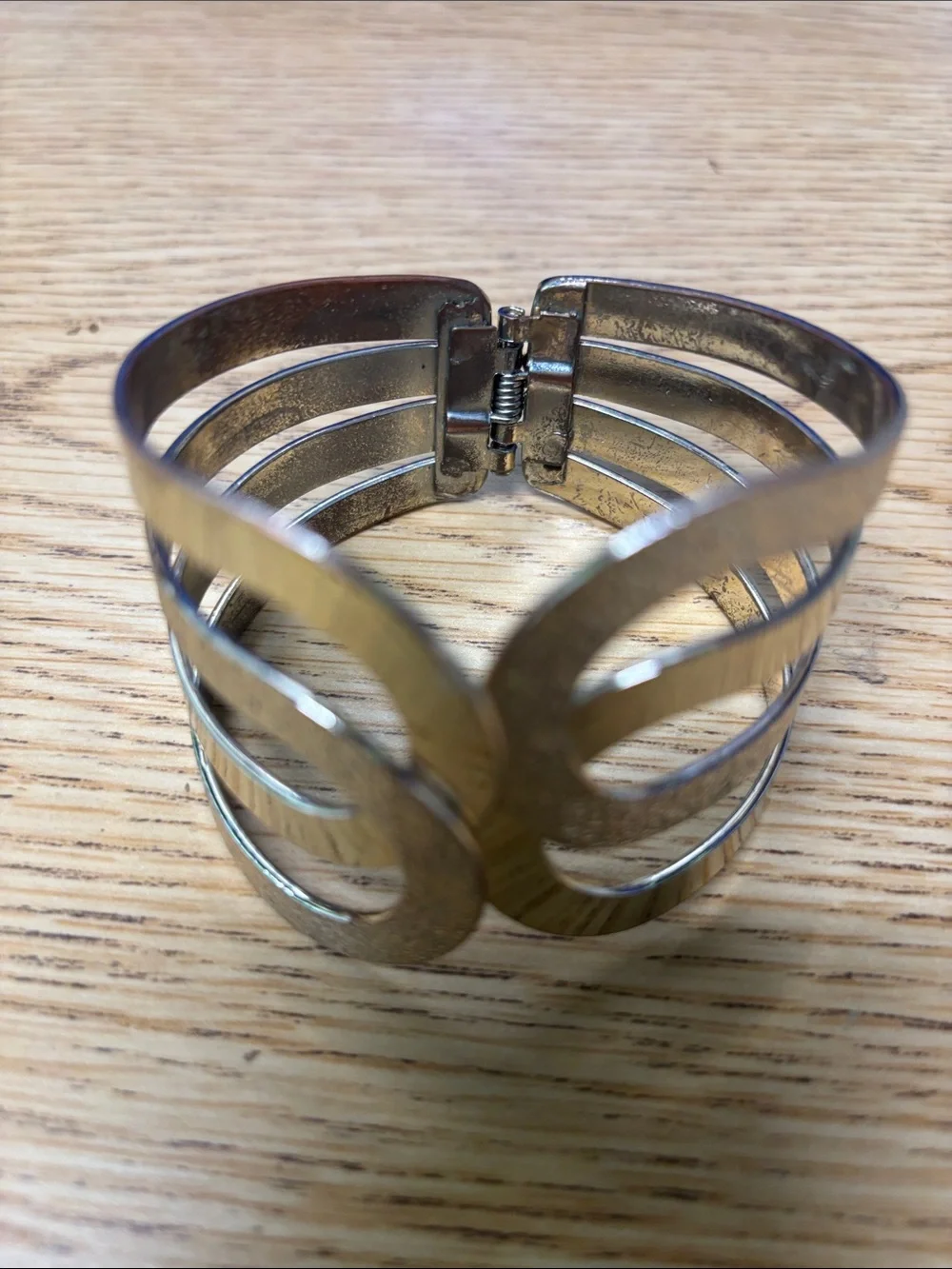 Gold-Tone Openwork Cuff Bracelet for Women